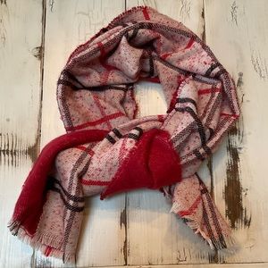 Red plaid blanket scarf